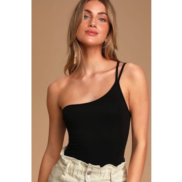 NWT Lulus Show Your Attitude One Shoulder Bodysuit, Black - Size‎ XL - Picture 1 of 7